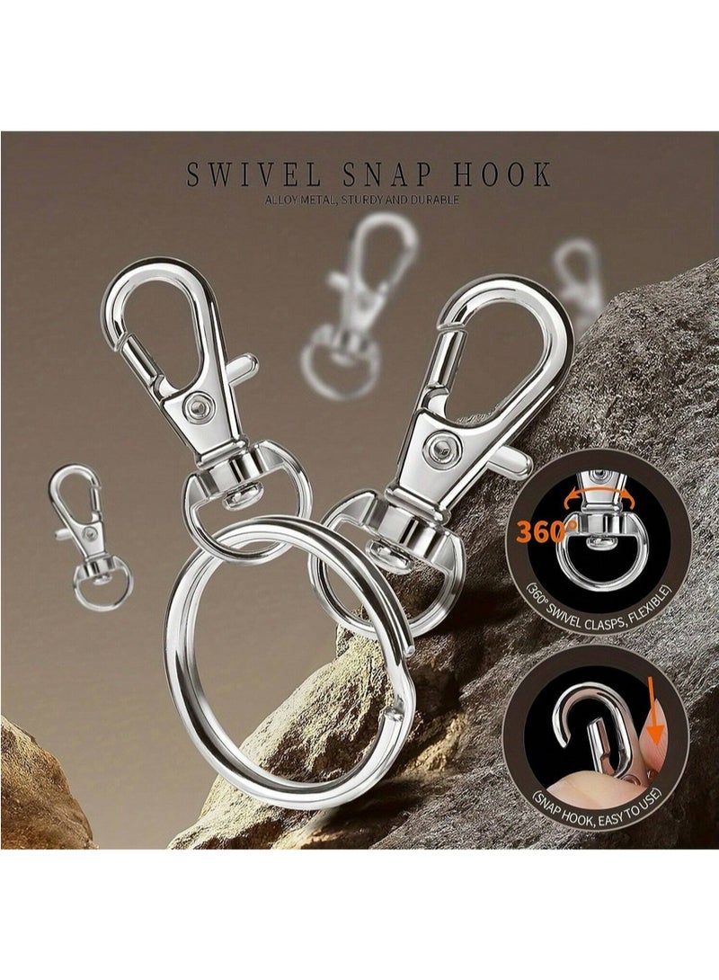 50 pieces of medal and pendant making accessories, silver-colored clips and keyrings, 50 rings with 50 clips - Image 5