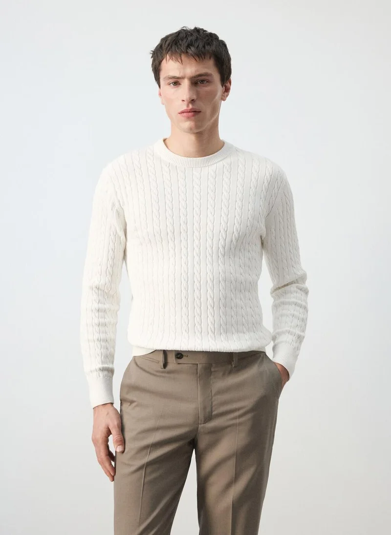 مانجو مان 100% cotton cable knit sweater