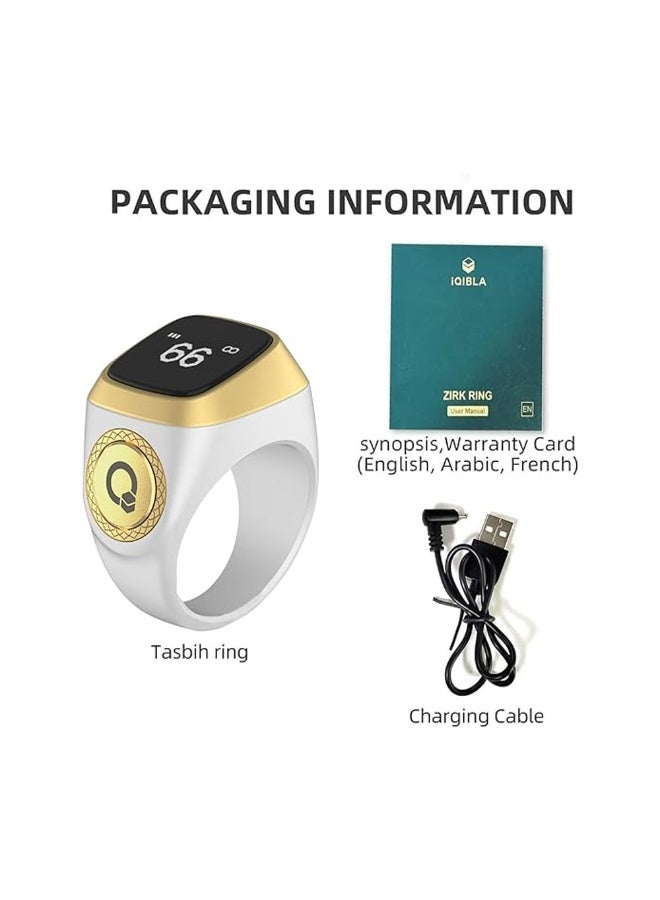 iQIBLA ZIKR RING - Size 22mm - White - Image 2