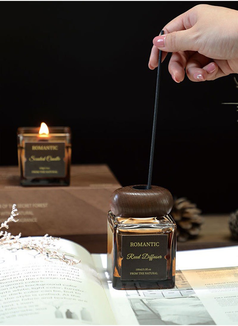 Romantic Fragrance Gift Box, Candle and Reed Diffuser Set, Coffee Flavor Aromatherapy Scent Aroma Kit for Bedroom Bathroom Home Décor (Secret Frost 2#)  - Image 5