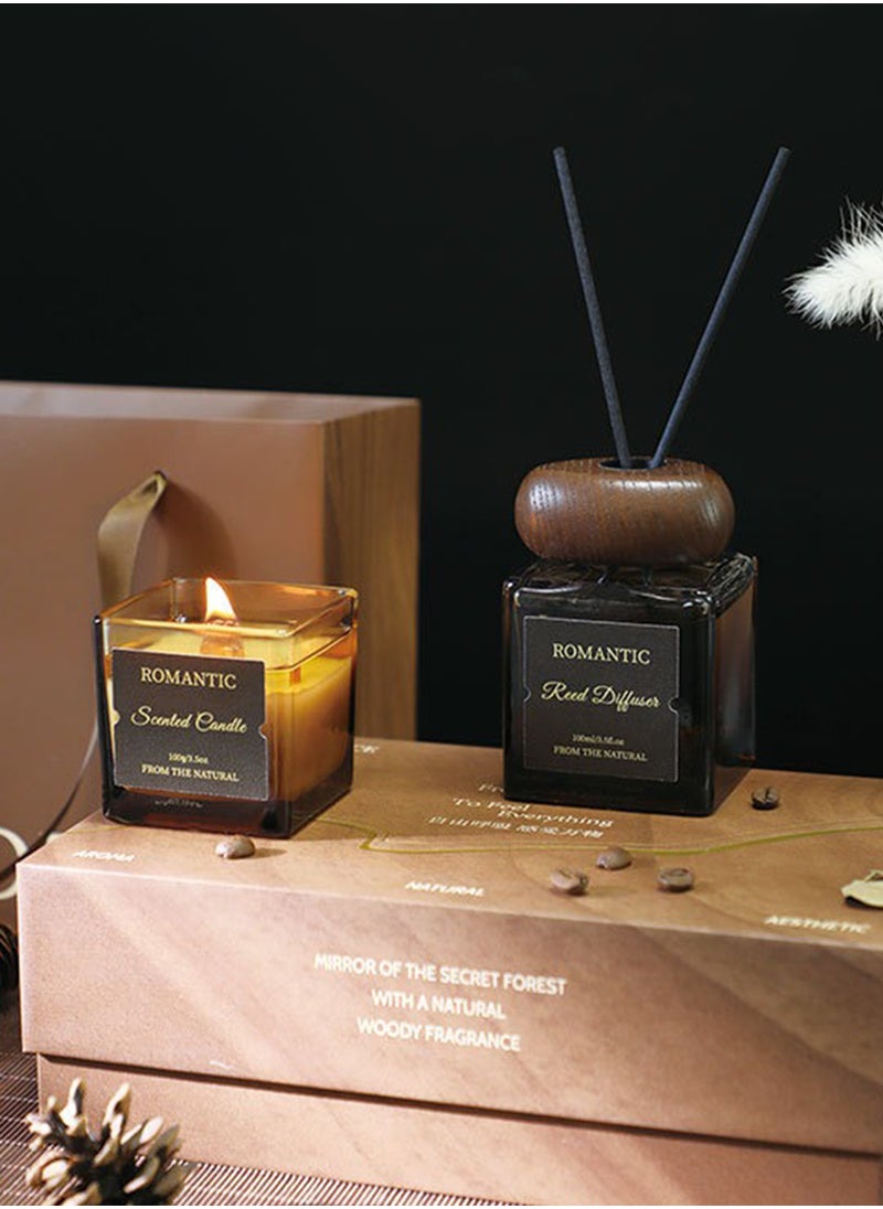 Romantic Fragrance Gift Box, Candle and Reed Diffuser Set, Coffee Flavor Aromatherapy Scent Aroma Kit for Bedroom Bathroom Home Décor (Secret Frost 2#)  - Image 4