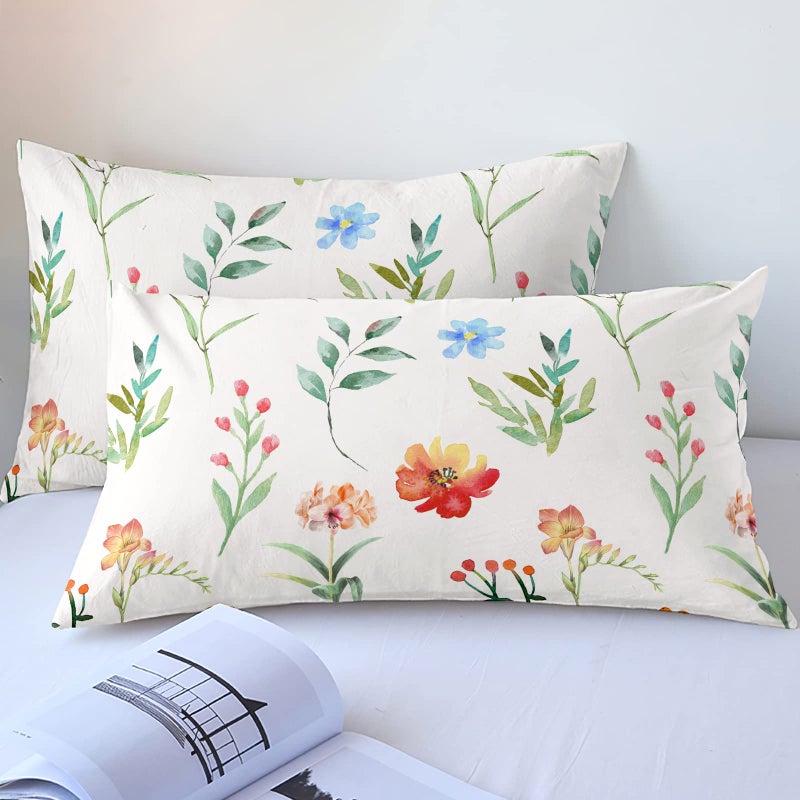YIYEA Pillow Cases Queen Size Set of 2  Ultra Soft Double Brushed Microfiber Pillowcases Queen  Floral Bed Pillow Covers  Fade Resistant  Easy Slip-On (20""x30"") - Image 2