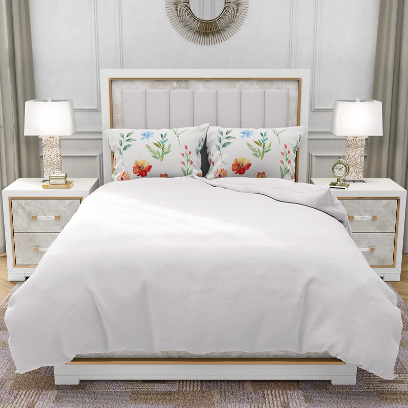 YIYEA Pillow Cases Queen Size Set of 2  Ultra Soft Double Brushed Microfiber Pillowcases Queen  Floral Bed Pillow Covers  Fade Resistant  Easy Slip-On (20""x30"") - Image 5