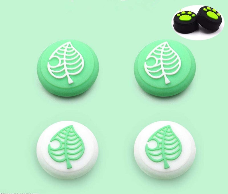 JMXLDS 6PCS Silicone Cute Thumb Grip Caps Cover Ergonomic Joystick Caps Analog Thumb Stick Caps for Switch NS Joy Con/Switch Lite Controller-Leaves - Image 1