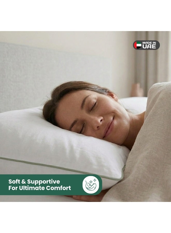 EASELIVING وسادة سرير من القطن والخيزران من إيزليڤينج للنوم، وسادة نوم فاخرة بجودة الفنادق محشوة بألياف دقيقة، وسادة ناعمة وجيدة التهوية لمن ينامون على الجانب أو الظهر أو البطن، تقلل من آلام الرقبة (50 × 75 سم) - Image 5