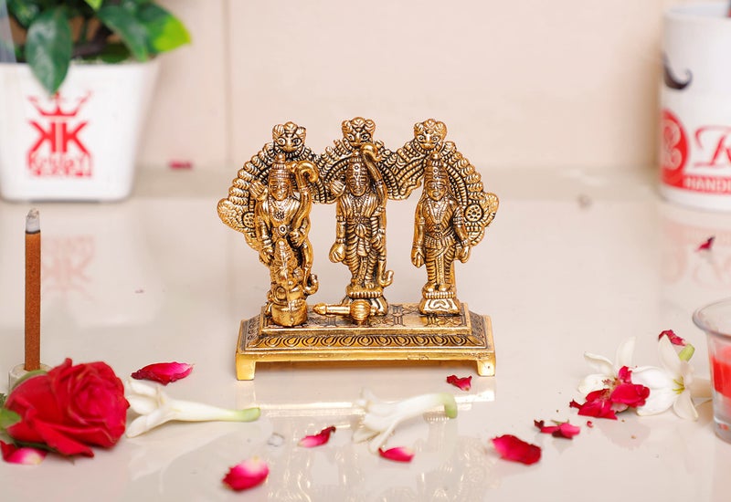 KridayKraft Shri Ram Darbar Metal Statue for Pooja,Lord Rama Laxman Sita & Hanuman Murti Religious Idol for Home,Office Decor,Shopiece Figurines,Gift Article... - Image 1