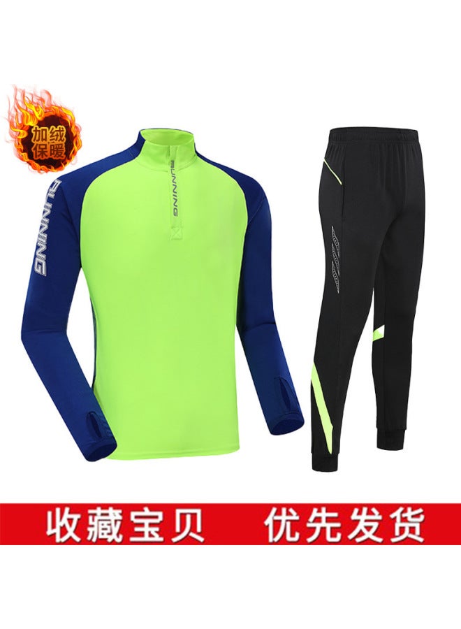 Hlg8813 Plus Velvet "green Blue Sleeve" Adult Suit Football Jersey - Image 1