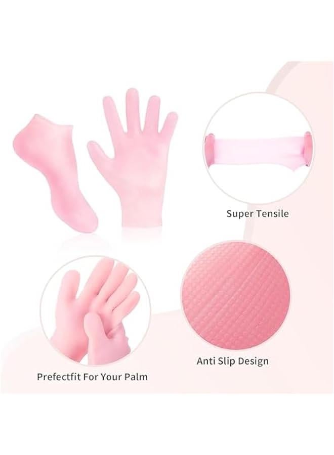 بيوينتي 2 زوج من القفازات الواقية من الرطوبة الجوارب مجموعة ، تنطبق على الجلد الجاف متصدع سيليكون الجوارب منتجع صحي ، سيليكون كعب المضادة للانزلاق الجوارب ، تليين اليدين ، كوربوس كالوسوم ، القدم الرعاية بعد العلاج - Image 3