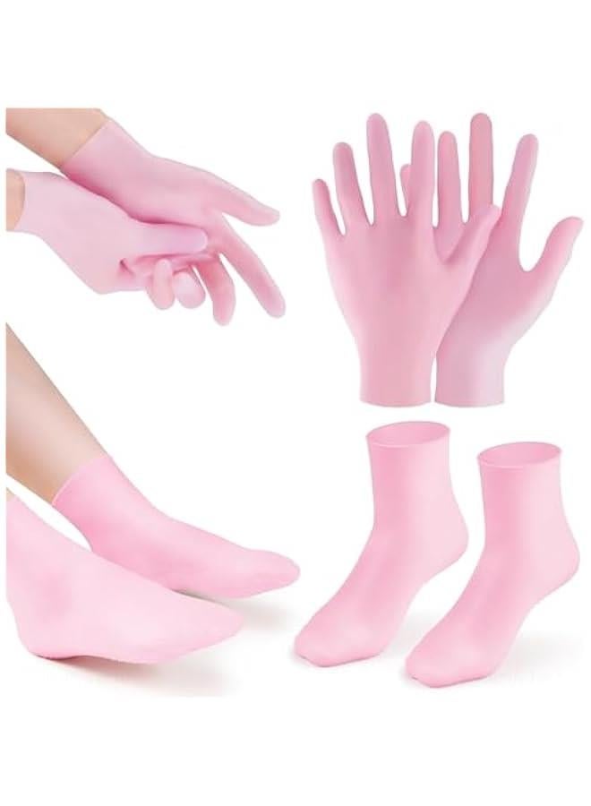 بيوينتي 2 زوج من القفازات الواقية من الرطوبة الجوارب مجموعة ، تنطبق على الجلد الجاف متصدع سيليكون الجوارب منتجع صحي ، سيليكون كعب المضادة للانزلاق الجوارب ، تليين اليدين ، كوربوس كالوسوم ، القدم الرعاية بعد العلاج - Image 1