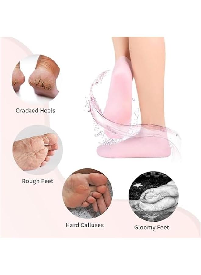 بيوينتي 2 زوج من القفازات الواقية من الرطوبة الجوارب مجموعة ، تنطبق على الجلد الجاف متصدع سيليكون الجوارب منتجع صحي ، سيليكون كعب المضادة للانزلاق الجوارب ، تليين اليدين ، كوربوس كالوسوم ، القدم الرعاية بعد العلاج - Image 4