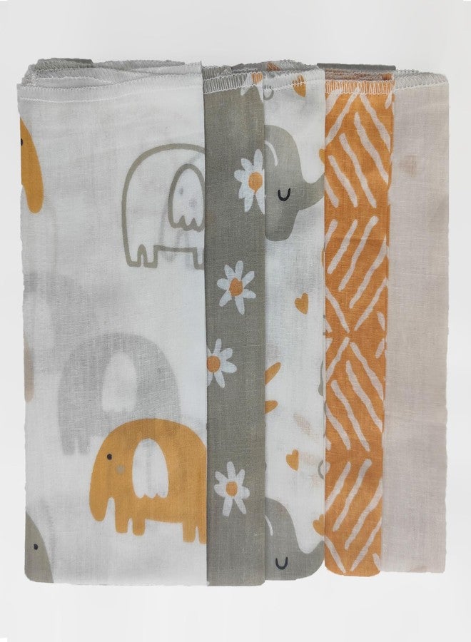 TRANCE Home Linen Super Soft 100% Cotton Thin Malmal Face Towels | Reusable Hygiene Wash Cloth | Napkin for New Babies | Soft Hankies for Children (Small 40 X 40 Cm, (Terra Tots - Pack of 5 Pcs), - Image 3