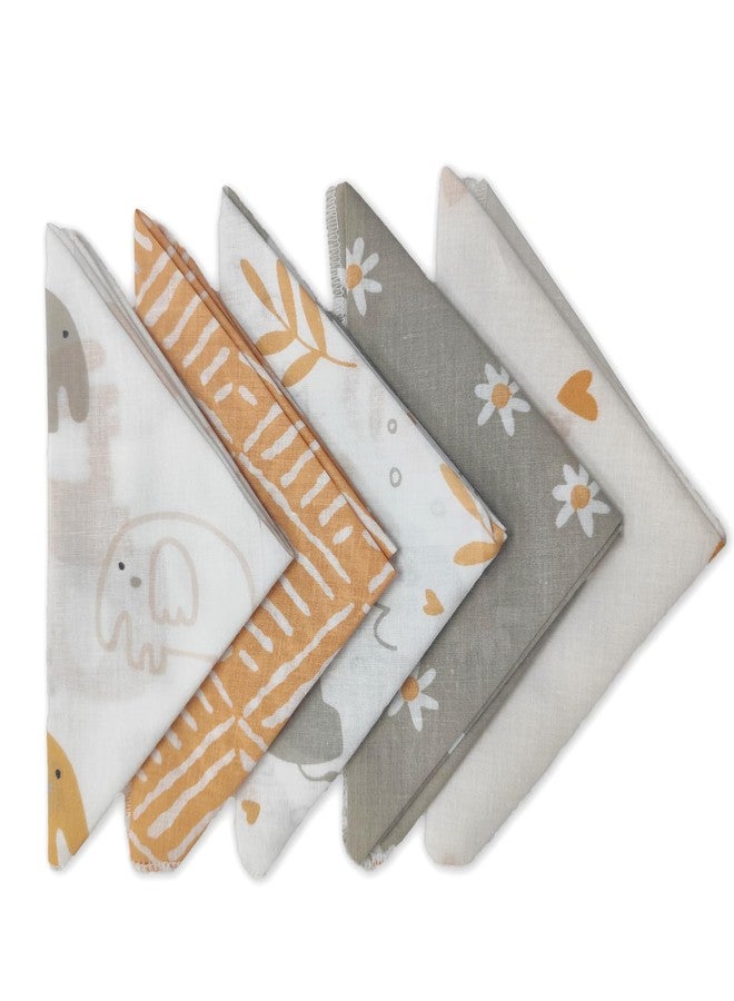 TRANCE Home Linen Super Soft 100% Cotton Thin Malmal Face Towels | Reusable Hygiene Wash Cloth | Napkin for New Babies | Soft Hankies for Children (Small 40 X 40 Cm, (Terra Tots - Pack of 5 Pcs), - Image 2