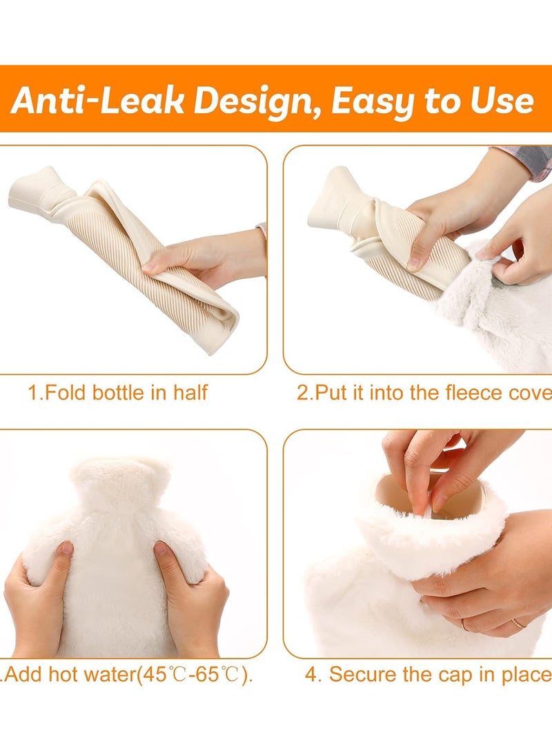 إسكدنيا كيس ماء ساخن في العلاجات الساخنة والباردة، كيس ماء ساخن سعة 2 لتر لتشنجات الدورة الشهرية، وتخفيف آلام الرقبة والكتف، وتدفئة أقدام اليد - Image 3