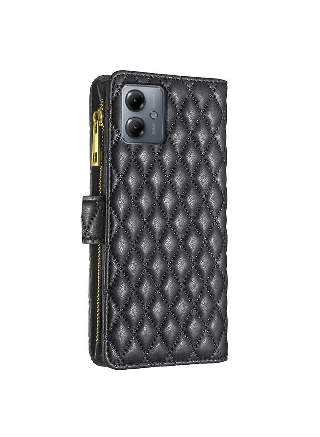 اس-توب جراب لهاتف Motorola Moto G14 4G مع محفظة جلدية بسحاب من الألماس - Image 3