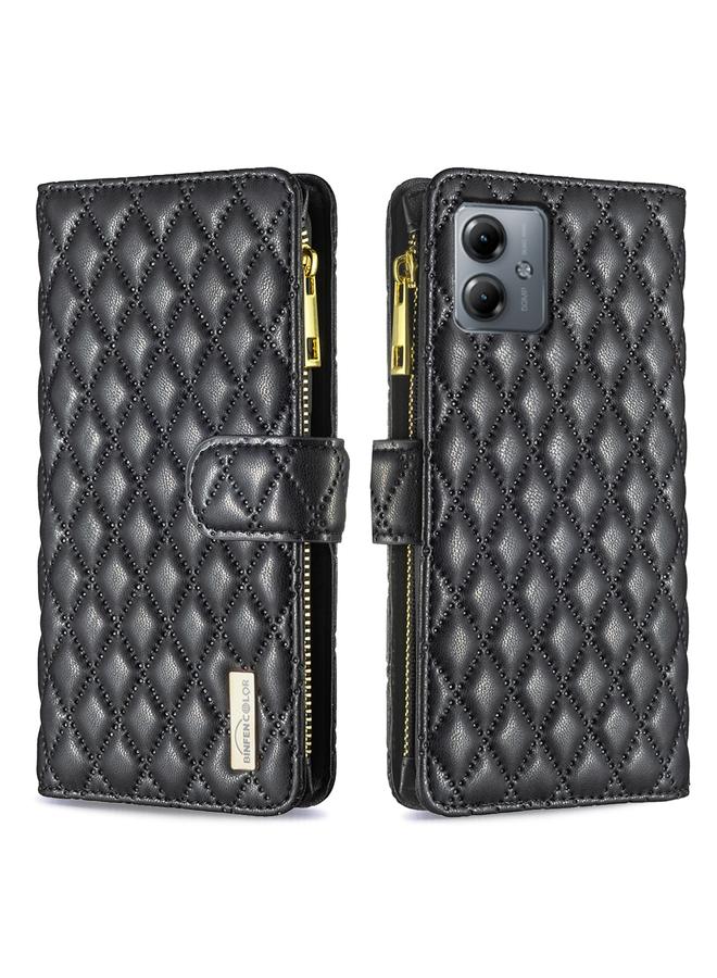 اس-توب جراب لهاتف Motorola Moto G14 4G مع محفظة جلدية بسحاب من الألماس - Image 1