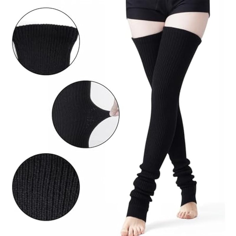 Leg Warmers Knee High Socks Footless Thick Winter Leg Warmer for Women 80s Party - Image 2
