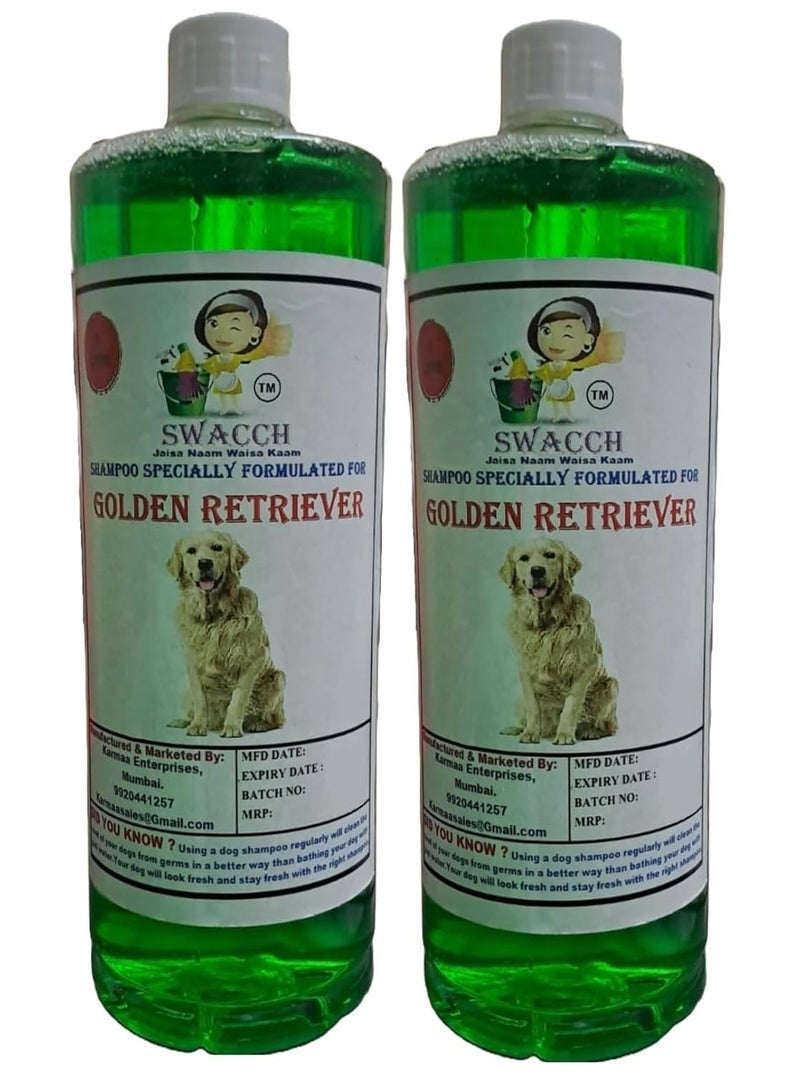 SWACCH Shampoo Specially FORMULATED for Golden Retriever 1 Litre Pack of 2 NEEM ALOVERA - Image 1