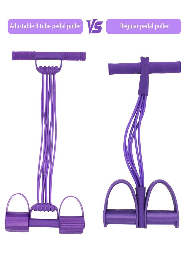 VKSG Multi-Function Tension Rope Band & Pedal Puller Resistance Band, 6-Tube Elastic Yoga Pedal Puller Resistance Band, for Abdomen/Waist/Arm/Leg Stretching Slimming Training (Purple-8 Tube) - Image 4