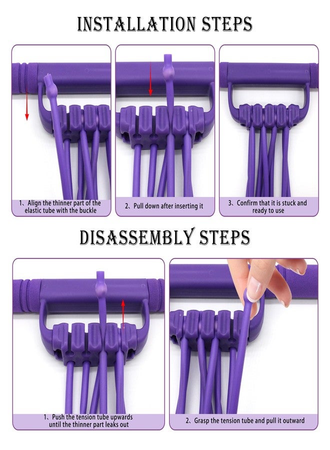 VKSG Multi-Function Tension Rope Band & Pedal Puller Resistance Band, 6-Tube Elastic Yoga Pedal Puller Resistance Band, for Abdomen/Waist/Arm/Leg Stretching Slimming Training (Purple-8 Tube) - Image 5