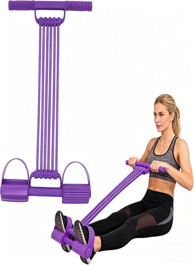 VKSG Multi-Function Tension Rope Band & Pedal Puller Resistance Band, 6-Tube Elastic Yoga Pedal Puller Resistance Band, for Abdomen/Waist/Arm/Leg Stretching Slimming Training (Purple-8 Tube) - Image 1