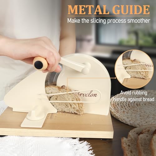 Brvclon 【Upgraded】Manual Bread Slicer for Homemade Sourdough Bread,Metal Guide & Adjustable Thickness, Hand Crank Bread Slicer with Scale Line and Suction Cup, Sharp Blade, Suitable for Sourdough Bread, Etc - Image 3