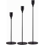 SUJUN Matte Black Candle Holders Set of 3 for Taper Candles, Decorative Candlestick Holder for Wedding, Dinning, Party, - Image 1
