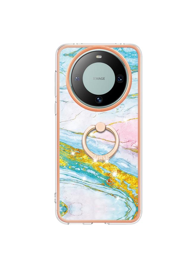 S-TOP Case For Huawei Mate 60 Pro Electroplating Marble IMD TPU Phone Case with Ring Holder - Image 2