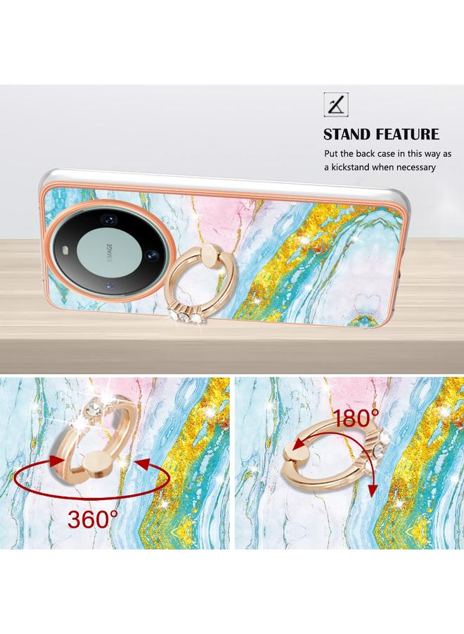 S-TOP Case For Huawei Mate 60 Pro Electroplating Marble IMD TPU Phone Case with Ring Holder - Image 3