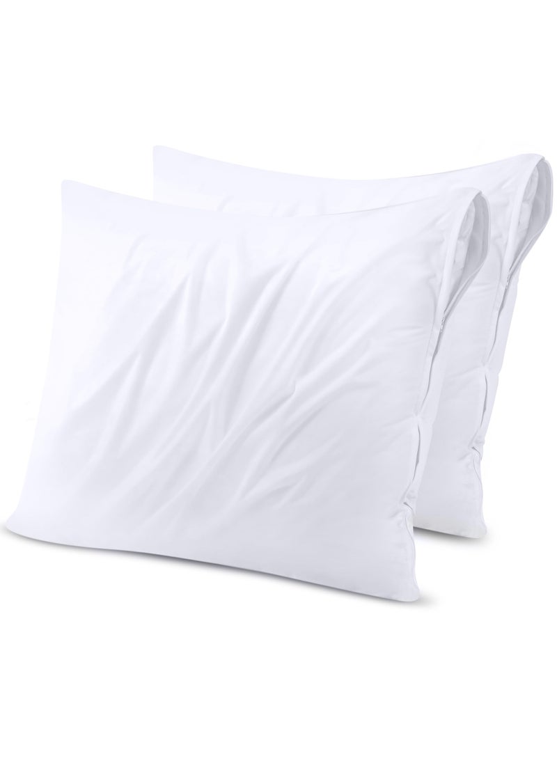 Utopia Bedding Utopia Bedding Waterproof Throw Pillow Protectors (No Pillow Inserts) with Zipper European (2 Pack  White)  Bed Bug Proof Outdoor Bed Couch Decorative Pillow Encasement Covers  - Image 1