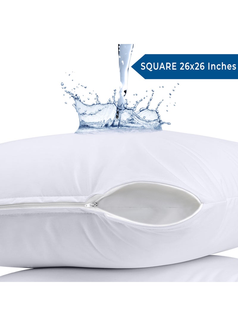 Utopia Bedding Utopia Bedding Waterproof Throw Pillow Protectors (No Pillow Inserts) with Zipper European (2 Pack  White)  Bed Bug Proof Outdoor Bed Couch Decorative Pillow Encasement Covers  - Image 2