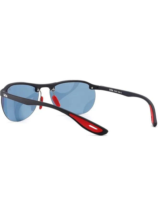Lee Cooper Polarized Sunglasses Matt Dark Blue  Frame Single Blue Mirror Lens 63mm  - LC1020C02