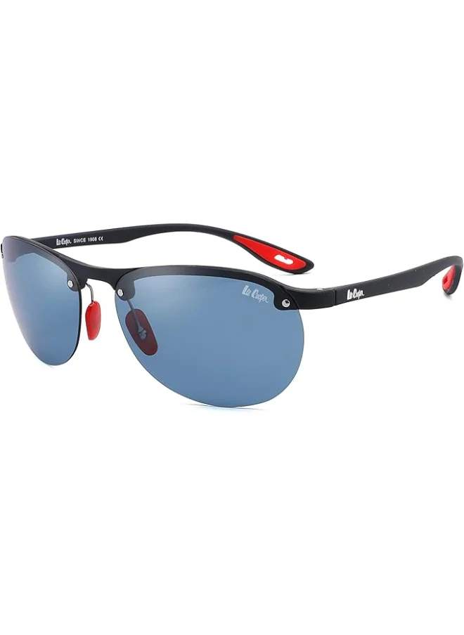 Lee Cooper Polarized Sunglasses Matt Dark Blue  Frame Single Blue Mirror Lens 63mm  - LC1020C02