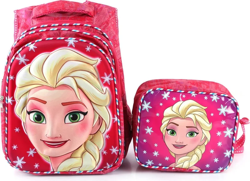 ماشو تريند Pink Fabric Stripe Patterned Elsa Bag Nutrition Water Bottle School Bag Frozen Bag