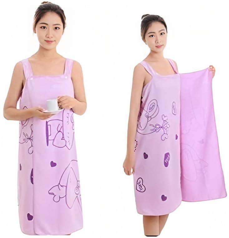 ShopiMoz ShopiMoz Wearable Absorbent Bath Towel Fast Dry Magic Women Beach Spa Bathrobes Bath Skirt Lady Drying (Purple Color) - Image 1