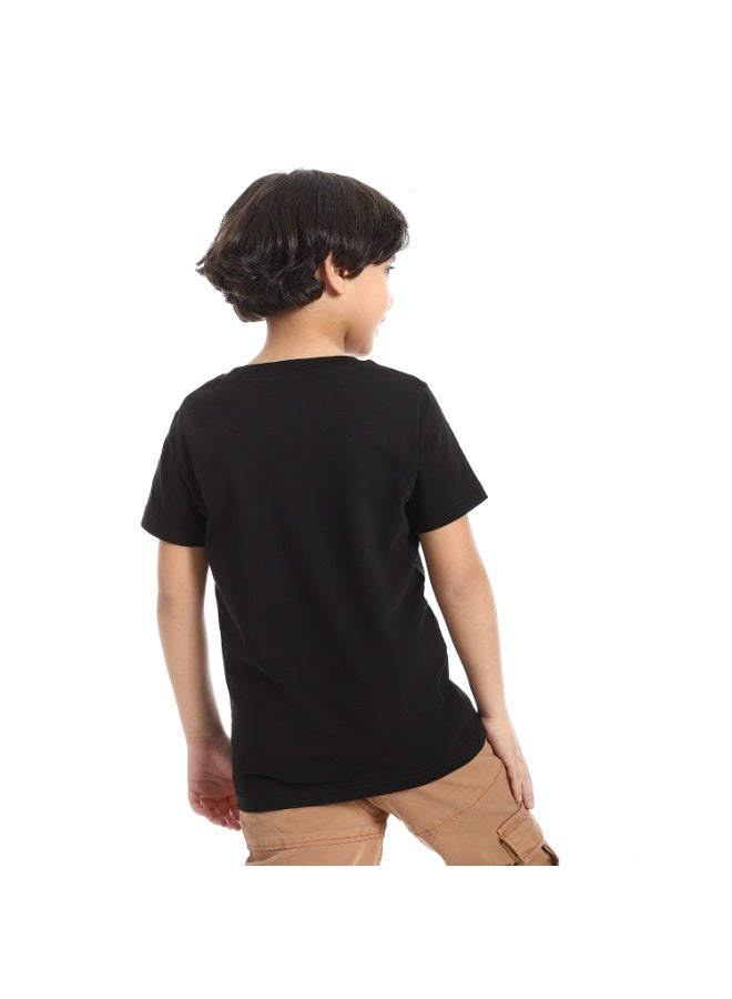 Andora Round Neck Printed Short Sleeve Boy T-shirt_Black - Image 4