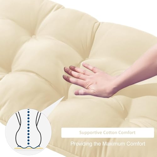 ATOOTFUSION وسائد كرسي خارجي ATOOTFUSION، مقاومة للماء، مبطنة بنمط التفتة على شكل U مع وسادة مقعد من رغوة الذاكرة للأرجوحة، أريكة الحب، أثاث الفناء، 48" x 18" x 5" (أوف وايت) - Image 3
