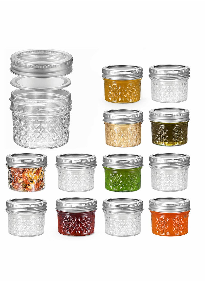 SYOSI Ma son Jars, Canning Jars Jelly Jars With Lids, Ideal for Jam, Honey, Wedding Favors, Shower Favors, for Canning, Preserving, Meal Prep 12, Diamond, 12, Ma son Jars  - Image 1