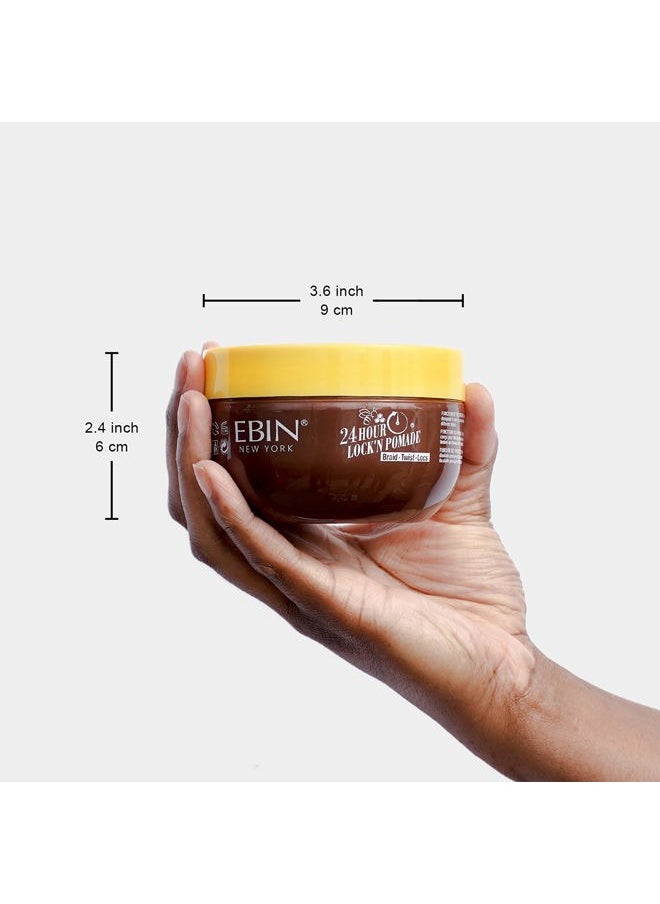 24 HOUR LOCK'N POMADE Braid Formula, Honey & Bee's, 8.25 Oz | Great for Braiding, Twisting, Edges, No Residue, No Flaking, Extreme Firm Hold, High Shine, Honey Scented