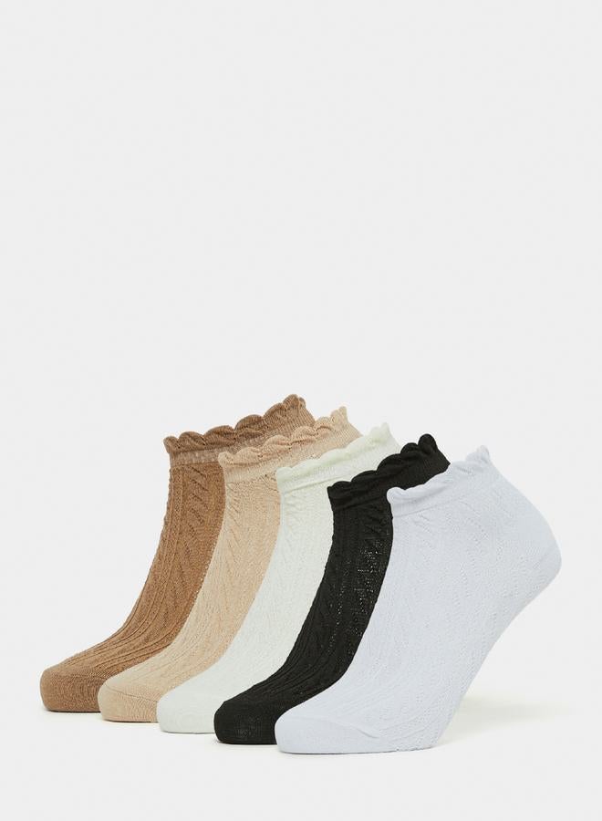 Styli Pack of 5 - Textured Knit Ankle Length Socks  - Image 1