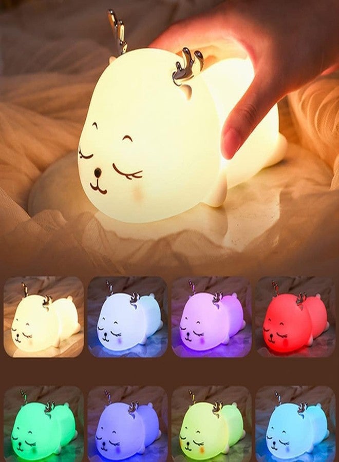 Groeien Pack of 2 Horn Cat Touch Silicone Night Lamp for Bedroom, Kids, Birthday Gifts, Valentine Gift for Couples, USB Rechargeable, 7 Colour Changing Light (Multicolor) (Horn Cat, 2) - Image 3