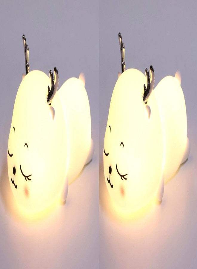 Groeien Pack of 2 Horn Cat Touch Silicone Night Lamp for Bedroom, Kids, Birthday Gifts, Valentine Gift for Couples, USB Rechargeable, 7 Colour Changing Light (Multicolor) (Horn Cat, 2) - Image 1