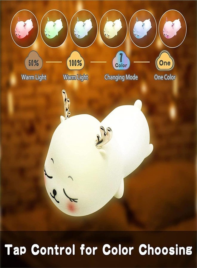 Groeien Pack of 2 Horn Cat Touch Silicone Night Lamp for Bedroom, Kids, Birthday Gifts, Valentine Gift for Couples, USB Rechargeable, 7 Colour Changing Light (Multicolor) (Horn Cat, 2) - Image 4