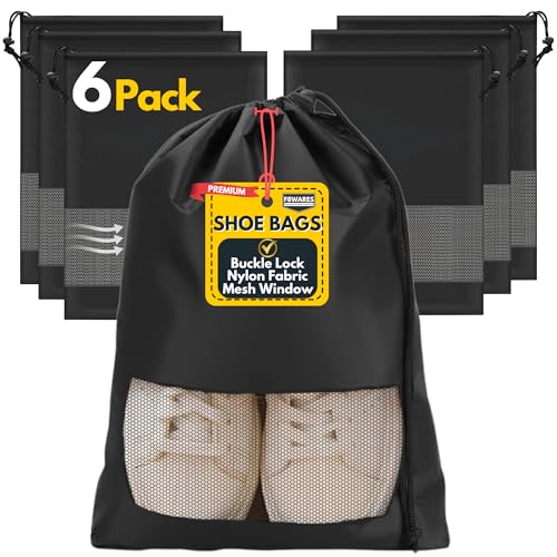 F8WARES 6PK Premium Nylon Shoe Bag for Travel & Storage Travel Organizer for Women & Men Travel Accessories Shoes Bag for Travel - Shoe Bags Pouches Travel Essential - Shoe Cover for Travelling - Image 1