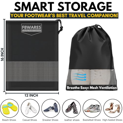 F8WARES 6PK Premium Nylon Shoe Bag for Travel & Storage Travel Organizer for Women & Men Travel Accessories Shoes Bag for Travel - Shoe Bags Pouches Travel Essential - Shoe Cover for Travelling - Image 2