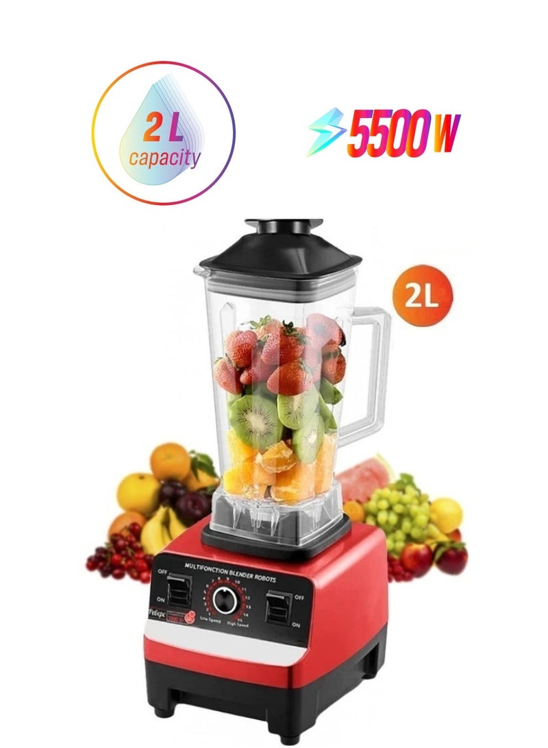 مايكروبلس خلاط تجاري 2 في 1، سعة 2.0 لتر، خلاط كهربائي عالي السرعة، معالج طعام، خلاط عصير ثلج، خلاط 5500 واط، أحمر، Ps-4745 - Image 2