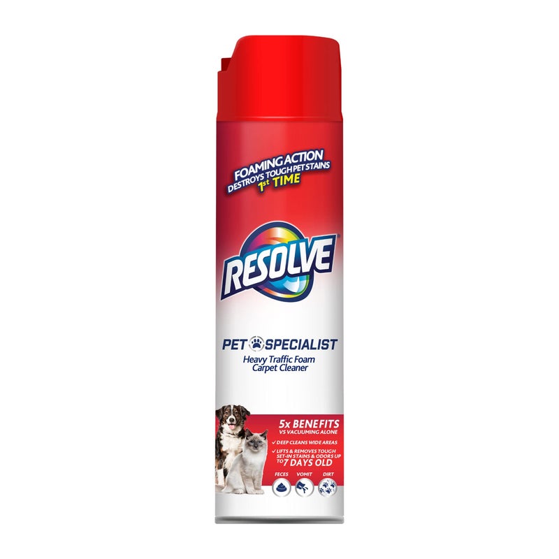 Resolve Pet Specialist Heavy Traffic Foam, Carpet Cleaner, Pet Stain and Odor Remover, 22oz - Image 1