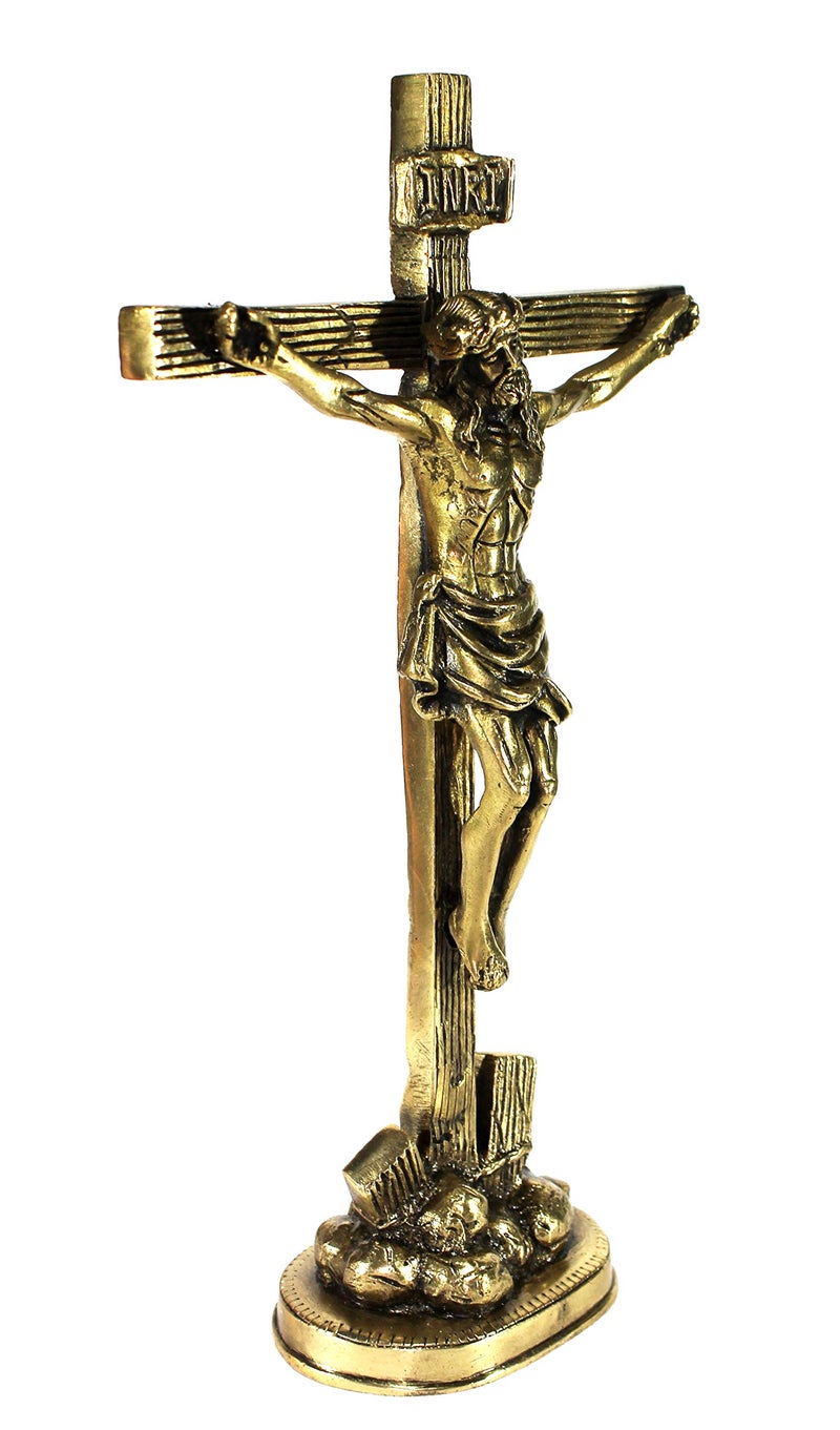 ESPLANADE Brass Jesus Christ Cross in (Antique look) | Spiritual Idols | Religious Statues | Holy Statue of Christian (12 inches height) - Image 5