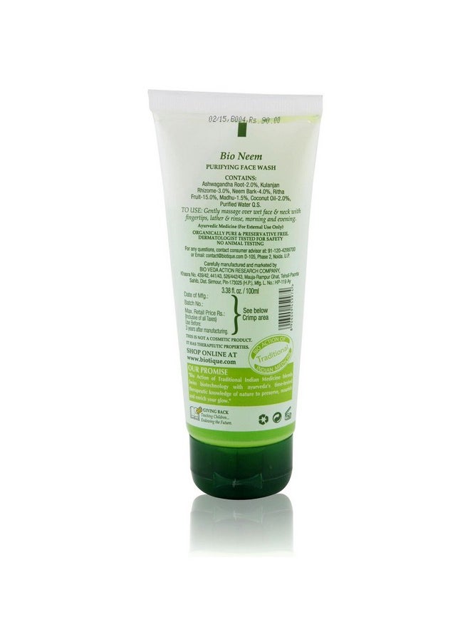 Biotique Purifying Face Wash - Bio Neem, 100Ml Tube  - Image 2