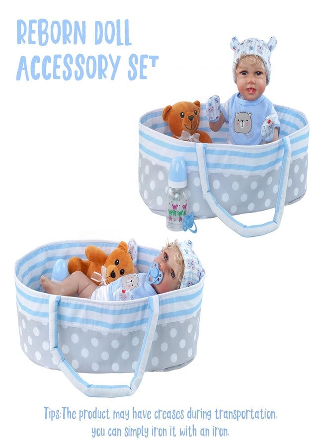 BABESIDE Reborn Baby Doll Accessories for 17-22 Inch Dolls,13 Pcs Baby Doll Clothes and Bear Gift Set Includes Bassinet, Doll Clothes, Pacifier, Bottle, Bear Toy for Kids Ages 3+ - Image 4
