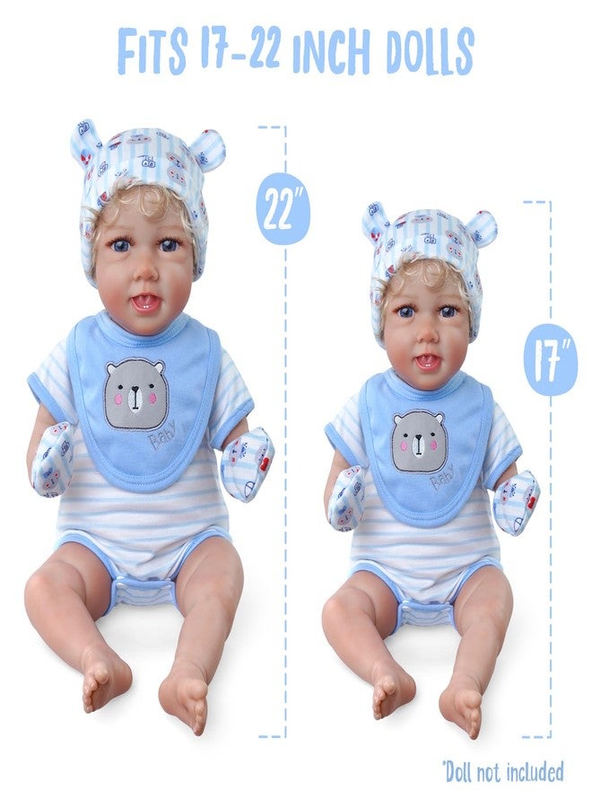 BABESIDE Reborn Baby Doll Accessories for 17-22 Inch Dolls,13 Pcs Baby Doll Clothes and Bear Gift Set Includes Bassinet, Doll Clothes, Pacifier, Bottle, Bear Toy for Kids Ages 3+ - Image 5